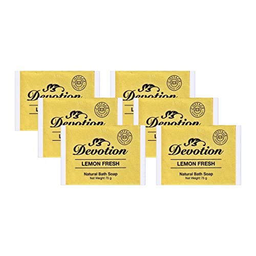 Image of Devotion LEMON FRESH Natural Bath Soap - Pack of 6 (75g Each) | Refreshing Citrus Scent | Moisturizing & Gentle on Skin