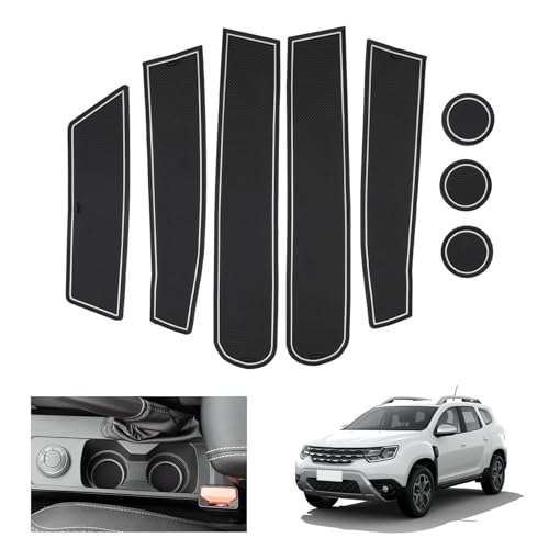 GAFAT Dacia Duster 2 Facelift 2022-2023 2024 Antirutschmatten, Duster 2023 Gummimatten rutschfest Non-Slip, Mittelkonsole Matten, Türnaht Matten, Duster 2 Zubehör (Weiß)