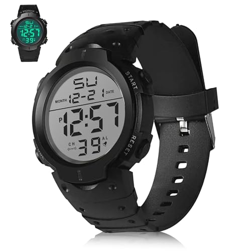 YUEWEESER Mens Digital Watch Women Sports Military Watches Waterproof Outdoor Large Display with LED Back Light Alarm Date for Swimming Training Running Outdoor Indoor Activities