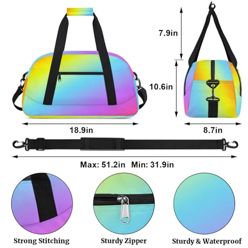 Sports Duffle Bags Rainbow Gradient Travel Gym Bag Weekender Bags Waterproof Overnight Bag Carry On Bag for Dance, Yoga2