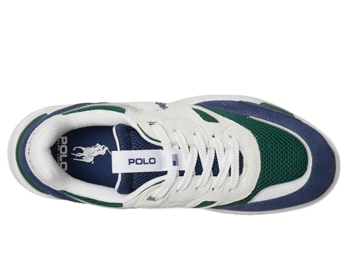 Polo Ralph Lauren, Men, Jogger Suede & Mesh Sneaker, Navy/Bianco/Green, 7, Medium2