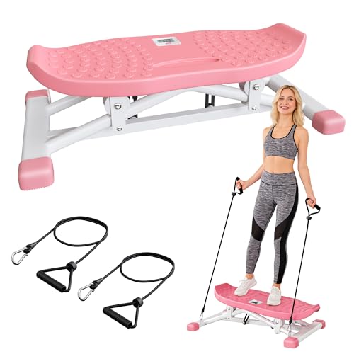 SogesPower Balance Board Trainer for Adults, Ski Balancing Machine with Resistance Bands & LCD Display, Wobble Board Rocking Stepper for Full Body Workout for Home Gym,Cardio Core & Leg Training