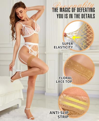 Fishnet Thigh High Stockings Sexy Hold Up Tights Over the Knee Silicone Lace Top Stocking4