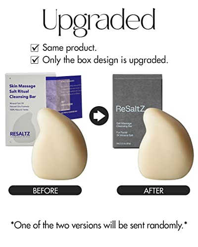 Resaltz Salt Ritual Facial Cleansing Gua Sha Soap Bar With Vegan Premium Natural Oils, Korean Origin Herbs | Guasha Shaped Facial Massager | Gentle Pore Cleansing & Hydrating For All Skin Type, 3.9Oz. #TOP2
