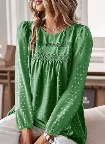 Image of Falechay Womens Tops Flowy Boho Dressy Casual Lace Cute Long Sleeve Shirts