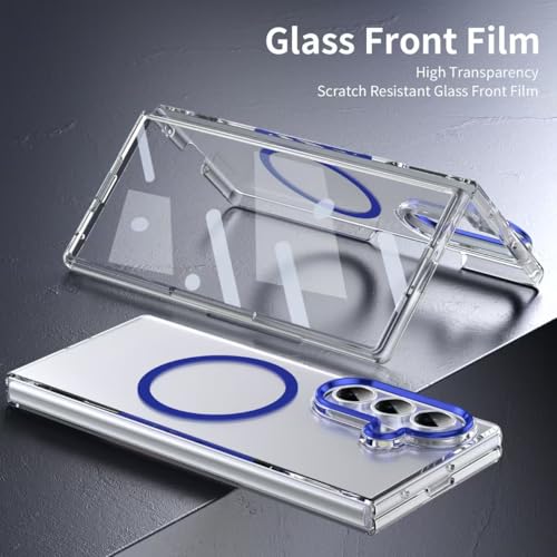 Image of amazon basics Clear Magnetic Case Cover for Samsung Galaxy Z Fold 7 [Compatible with MagSafe ] Slim Shockproof Magnetic Transparent Phone Cover Case - Blue