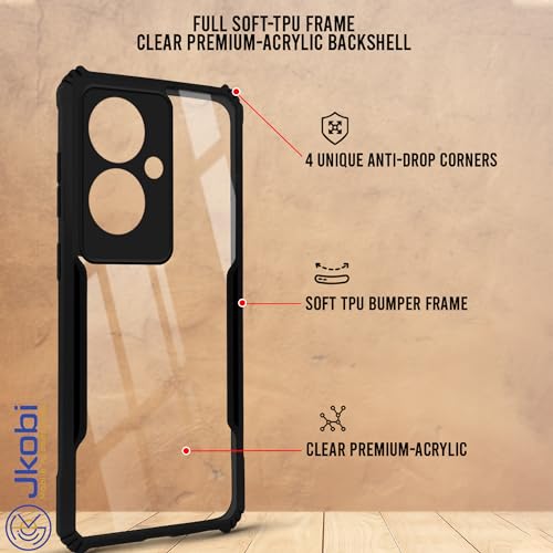 Image of Jkobi Back Cover Case for Oppo F25 Pro 5G (Shockproof with Polycarbonate Clear Panel | Professional Black)