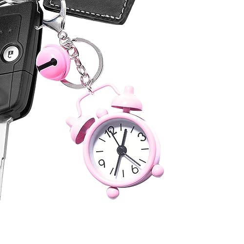 目覚まし時計キーホルダー, ベル付きのかわいい目覚まし時計キーホルダー, ポータブル多機能合金目覚まし時計キーホルダー時計キーリングバッグ、車用 Falbiro