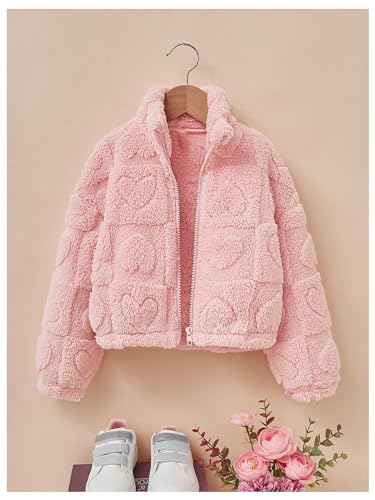 Verdusa Toddle Girls Sherpa Jacket Zip Up Fuzzy Fleece Jacket Warm Teddy Coat Outerwear3