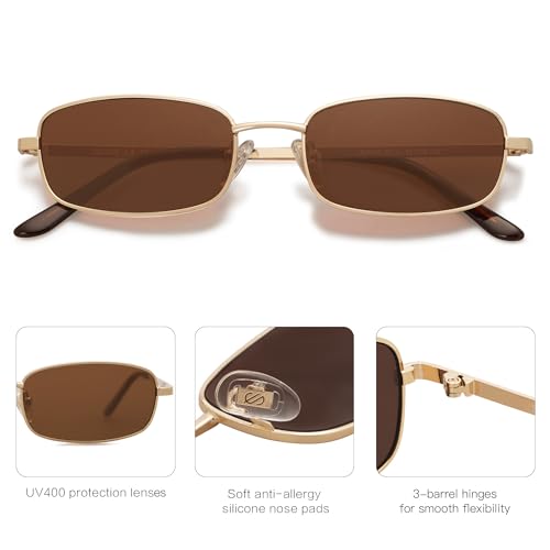 Image of SOJOS Trendy Rectangle Sunglasses Womens Mens, Retro 80s 90s Y2k Chic Narrow Thin Skinny Sunnies SJ1187 | Retro 80s 90s 2000s Chic Narrow Thin Skinny Frame UV400 Protection Lenses