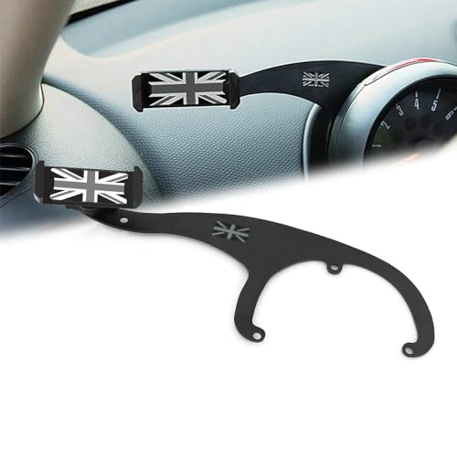 Heinmo Compatible With MN COOPER Phone Holder GPS Mount For MN R55 R56 R57 R58 Clubman Convertible Hatchback Car Phone Holder Mount Union Jack with Adjustable Clip