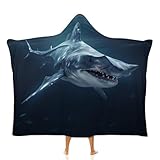 Lorolivier Ocean Fish Manta con Capucha Suave Y Cálida, Terciopelo Ártico Manta De Franela para Acurrucarse Manta Ultra Suave Manta con Capucha para Aire Acondicionado,40'x50'