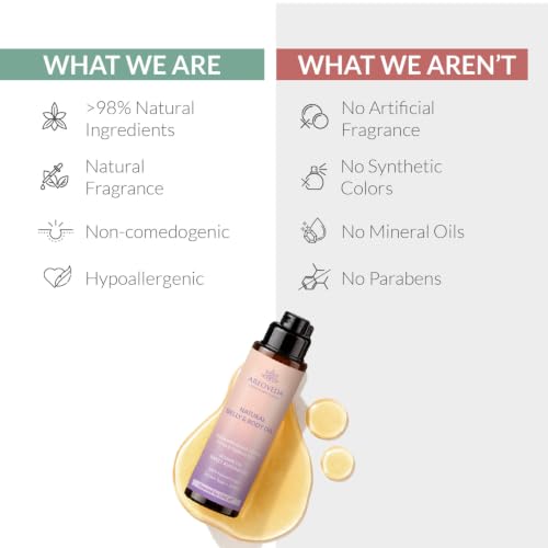 Image of AreoVeda Natural Belly & Body Oil | Suitable for Stretch marks | Boosts Elasticity & Skin Firmness | With Almond Oil, Shatavari & Coffee | Relieves Stress | Pregnancy & Breastfeeding Safe| 100ml