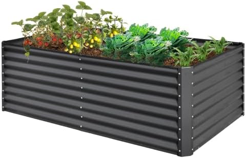 6x3x2ft Galvanized Raised Garden Bed, Outdoor Planter Garden Boxes Large Metal Planter Box for Gardening Vegetables Fruits Flowers, Gray