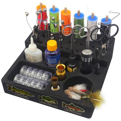LURELINK Fly Tying Tool Caddy Organizer-Essential for Fly Tying Stations & Fishing Tool Organizer, Holds 20 Thread Spools with 10 Accessory Boxes