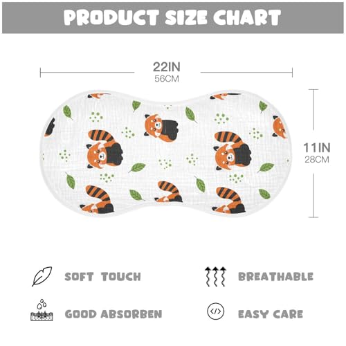 J JOYSAY Red Panda Leaf White Baby Burp Cloths for Boys Girls Large 22''x11'' Cotton 4 Layer Boys & Girls Rags for Infant Drool one sizex22