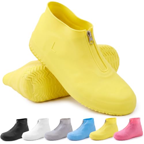 Arrowbash Silicone Waterproof Shoe Covers, Reusable Non Slip, Yellow, L