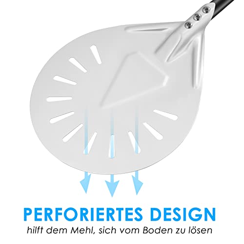 Foto von BEZORR Pizzaschieber, 7 Zoll Harteloxierte-pizzaschaufel, Perforierter-Pizzaschieber 52cm abnehmbarem Metallgriff für Hausgemachtes-Brotliebhaber