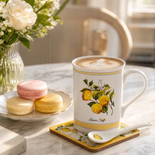 Set de Tazas de Café Lemon, 10 oz Cerámica, Amarillo miniatura 6