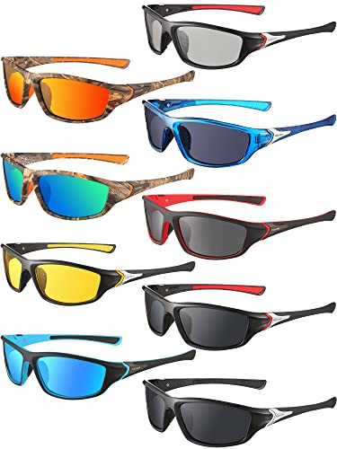 Image of Konohan 9 Pairs Polarized Sports Sunglasses for Men Driving Shades Running and Tactical Polarized Sunglasses