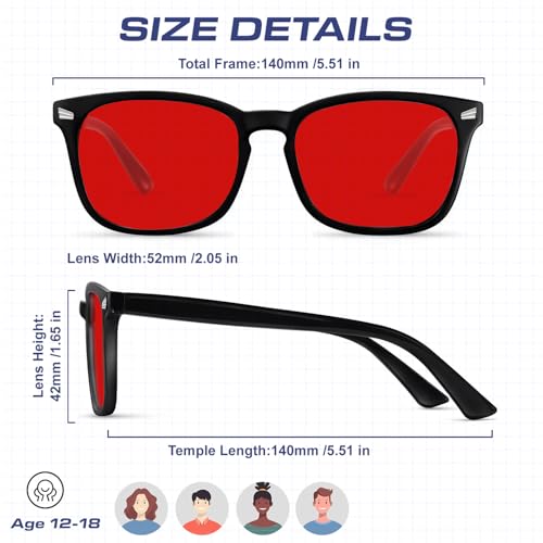 Image of Kids Blue Light Glasses 3 Pack Flexible TR90 Shatterproof Frame, Clear & Red Lenses Kids Fake Glasses 2-18 age