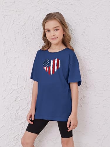 Image of ZDC Girls Short Sleeve T Shirts Kids Summer Oversized Tops Trendy Crewneck Basic Tees 5-14 Years