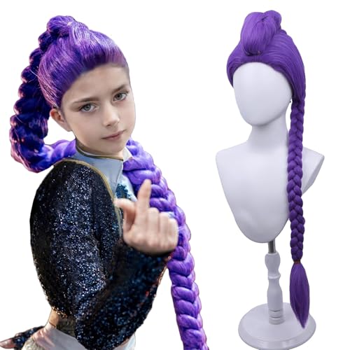 MAGQOO Purple Braid Wig Kids Girls Light Purple Wig Long Braids W...