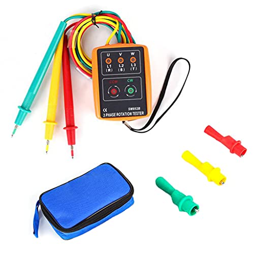 SM-852B - Medidor digital de rotación de 3 fases con indicador de rotación de fase, contador de secuencias con indicador de zumbador de tensión CA 60 V ~ 600 V Cover