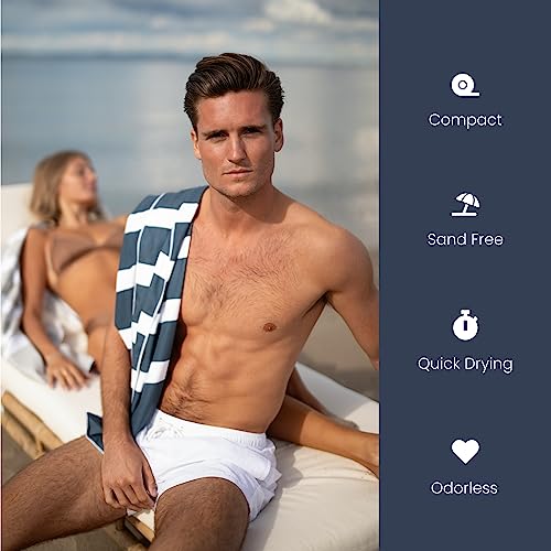 Summersand Microfiber Beach Towel - Quick Dry, Sand Free - Compact And Lightweight For Travel - Recycled Materials - Travel Bag Included - Large Microfiber Towel (63X31.5In – Deep Blue) #TOP3