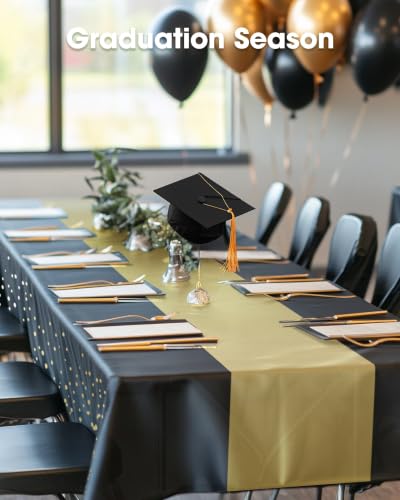 Image of Pureegg Plastic Table Cloth Disposable 54x108 Inch 20 Pack, Black Gold