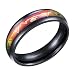 Produktbild Schwarzer Titanstahl Sensitive Thermo Color Change Stimmungsring Herzschlag EKG Ringe Größe 610, Titanstahl, Größe 6, 16.5mm