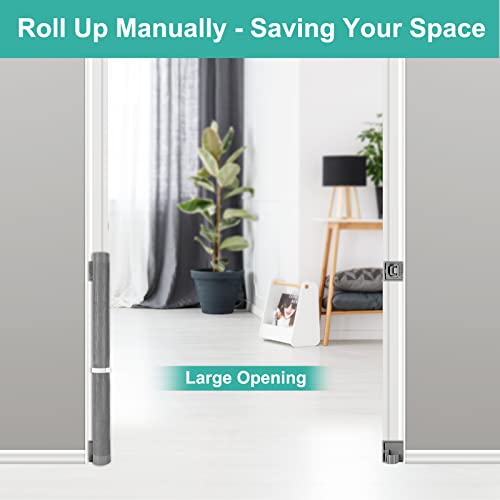 Safety Mesh Dog Gate 41In Roll Up Manually Pet Gates Magic Indoor Outdoor Fabric Baby Gate Support Screw And Adhesive Installation(Unretractable/Unadjustable Gate) #TOP5