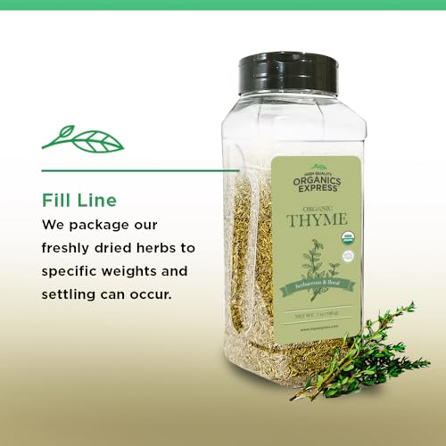 HQOExpress Organic Thyme Leaf – Non GMO, Kosher, USDA Certified Organic Dried Thyme Leaves – Aromatic and Savory Seasoning for Pastas, Soups and Stews, 7 oz. Chef Jar - Image 6