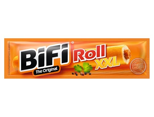 BiFi Roll XXL – 24er Pack (24 x 70g) – Salami Snack in einem lockeren Teig – Original Wurstsnack To Go - für Unterwegs, im Büro oder beim Sport - mit Pfeffer, Koriander und Knoblauch