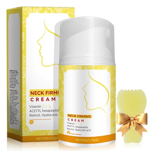 Crema Reafirmante Para El Cuello, Crema Cuello y Escote Reafirmante con Retinol Para Todo Tipo de Piel, Crema Antienvejecimiento Para El Cuello, Dirigida al Escote y Doble Mentón y Pecho (50g)