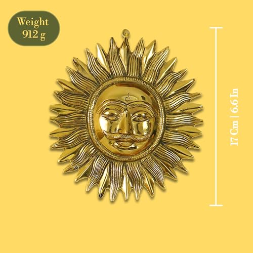 Image of Spillbox Brass Sun Face Wall Hanging|Suryan Wall Hanging for Home |Living Room| Vastu Decor|Door Hanging Decor| Sun (Surya) Statue Sculpture for Home&Office- Brass Sun Face Wall Hanging[900g]