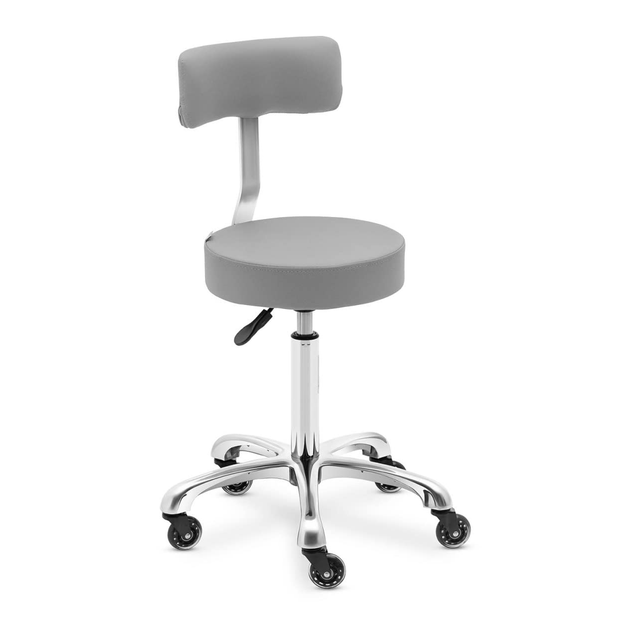 Physa Wells Dark Gray Rollhocker mit Rückenlehne Dunkelgrau 53-71 cm Rollhocker Rollhocker höhenverstellbar Friseurhocker