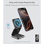 Foldable Magnetic Wireless Charger, KU XIU X40 Aluminum Alloy 3 in 1 Charging Station for Apple, Fast Charging Travel Charger for iPhone 17 16 15 14 13 12, 5W for Apple Watch & AirPods, Black - Image 3