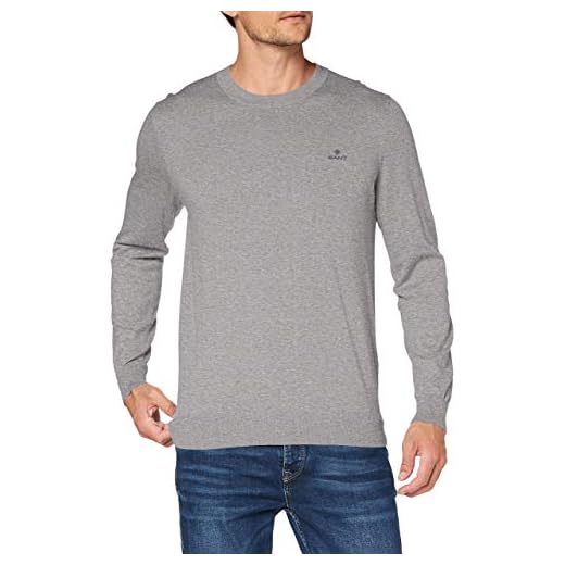 GANT Herren D1. Cotton Cashmere Crew Pullover, Grey Melange, XL