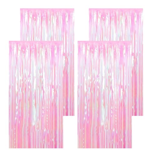 BDHYYM 4 Piezas Cortinas Metálicas Pastel Cortina de Lámina Oropel Franjas Decoración Fondo Cortinas de Oropel Coloridas Cortina de Purpurina para Fiesta de Cumpleaños Bodas(1mx2m)