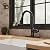 FORIOUS Antique Black Kitchen Faucets with Pull Down Sprayer, 3 in 1 Stainless Steel High Arc Single Handle Sink Faucet for Farmhouse Camper Rv Bar, Fit for 1 or 3 Hole