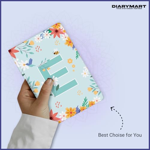 Image of Initial E Premium Soft Bound Notebook Diary for Girls and Women (B6, 90 GSM, 160 Ruled Pages) Floral Design Notebook Journal Diary