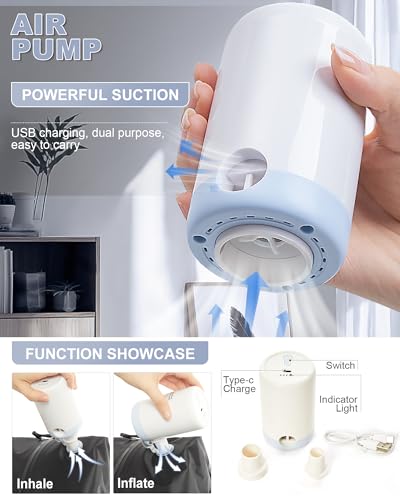 Image of winspansy Small Travel Backpack Storage Vacuum Compression Bags with Pump for Travel Storage Carry on Business Day Vacpack Backpack for Women Men with Vacuum College Bag Grayish Purple