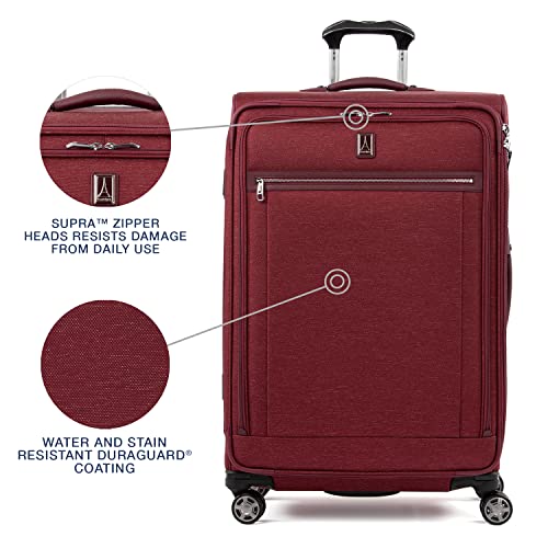 Image of Travelpro Platinum Elite Softside Expandable Checked Luggage, 8 Wheel Spinner Large Suitcase, TSA Lock, Men and Women, Bordeaux Red, Checked Large 29-Inch