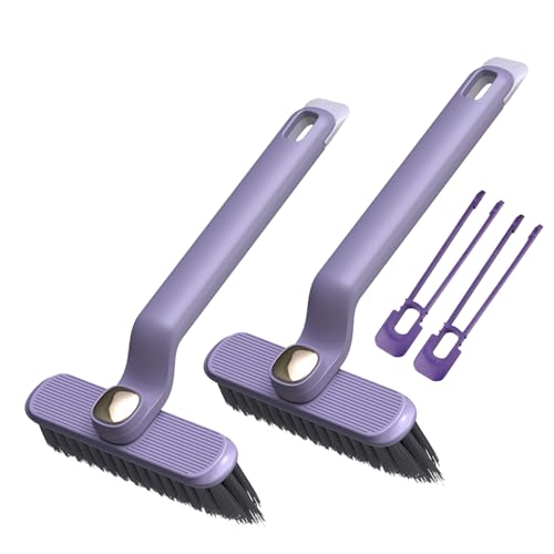 二つの用途を持つ隙間掃除ブラシ 内蔵毛髪クリップ付き - 家庭用、台所、浴室、窓、車両、水栓、トイレ （2本セット） (パープル)