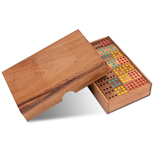 LOGOPLAY Domino Doppel 9 - Legespiel - Gesellschaftsspiel aus Holz mit 56 Spielsteinen