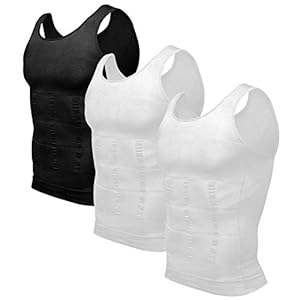 Odoland Mens 3 Pack Body Shaper Slimming Tummy Vest Thermal Compression Shirt Tank Top Shapewear