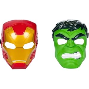 Marvel Avengers Hero Mask Multipack, Iron Man & Hulk Mask 2-Pack, Super Hero Roleplay Toys for Kids Ages 5 and Up (Amazon Exclusive)