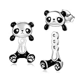 925 Sterling Silver Cute Animal Earrings Panda Cat Dachshund Pug Corgi Koala Bunny Unicorn Otter Penguin Axolotl Raccoon Stud Hypoallergenic Cute Funny Studs Earrings Jewelry Gift for Women (Panda)