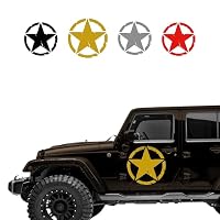 4 Autocollants Off-road étoiles Militaire - Style Détruit - Vinyle Résistant - Pour Voiture, Moto, Casque - Noir Et Blanc